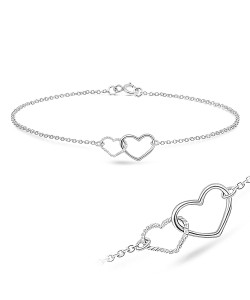 Double Heart Silver Anklet ANK-105